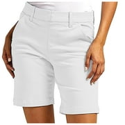Womens Bermuda Shorts with Pocket Solid Color Short High Rise Short Pants Belted Bottom Ladies Dressy Casual Bottoms Summer Work office Short Pant (Available In Plus Size)